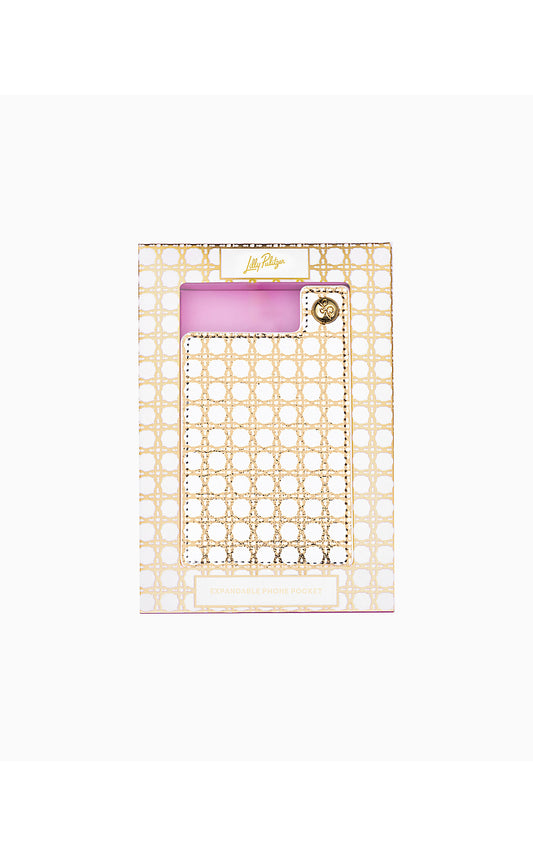 Expandable Phone Pocket, Gold Caning