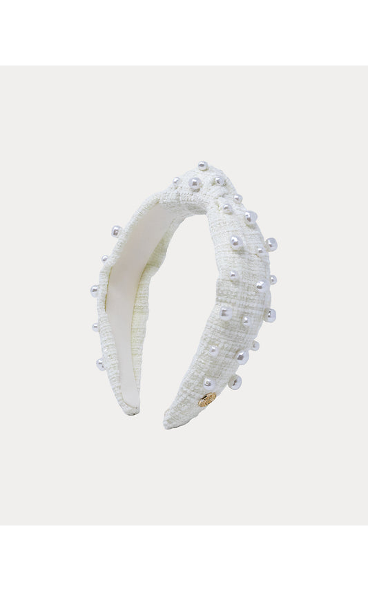 Slim Knot Embellished Headband, Coconut Boucle
