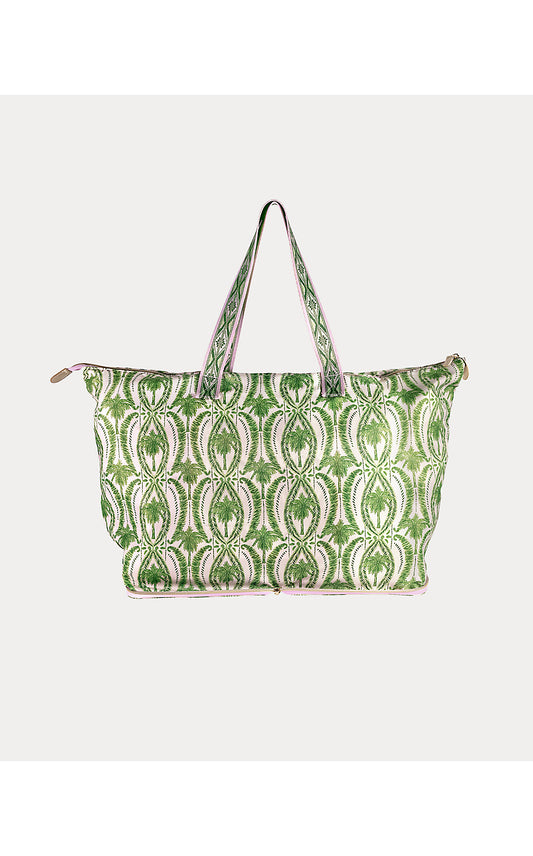 Packable Tote, Textured Palm Stripe