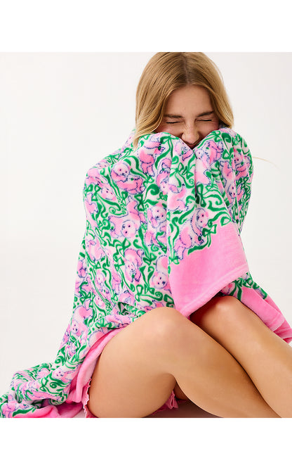 PARADISE ENGINEERED BLANKET, PINK QUARTZ PANDA N BOWS ENGINEERED BLANKET