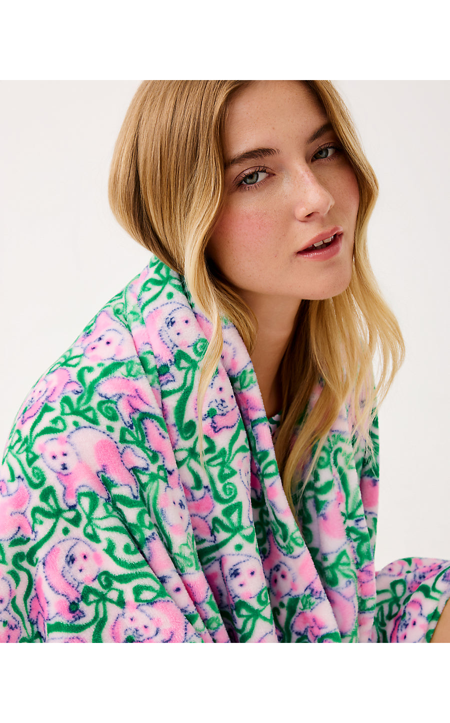 PARADISE ENGINEERED BLANKET, PINK QUARTZ PANDA N BOWS ENGINEERED BLANKET