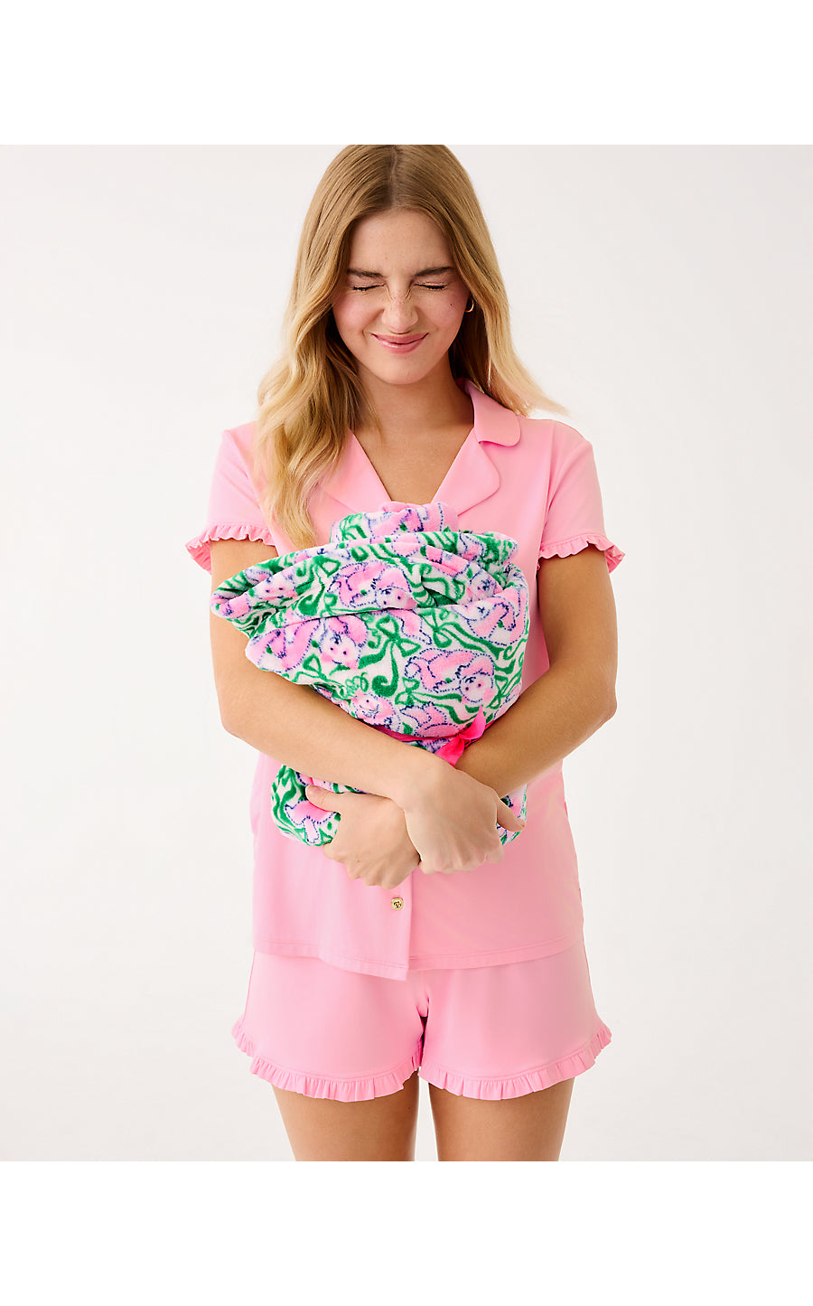 PARADISE ENGINEERED BLANKET, PINK QUARTZ PANDA N BOWS ENGINEERED BLANKET