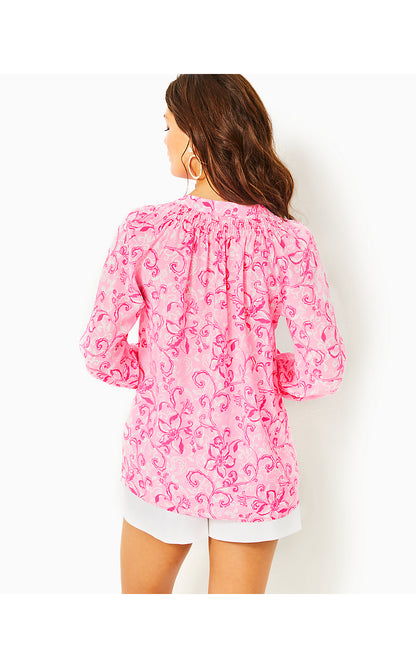 ELSA TOP, CONCH SHELL PINK FLAMINGLE GARDEN