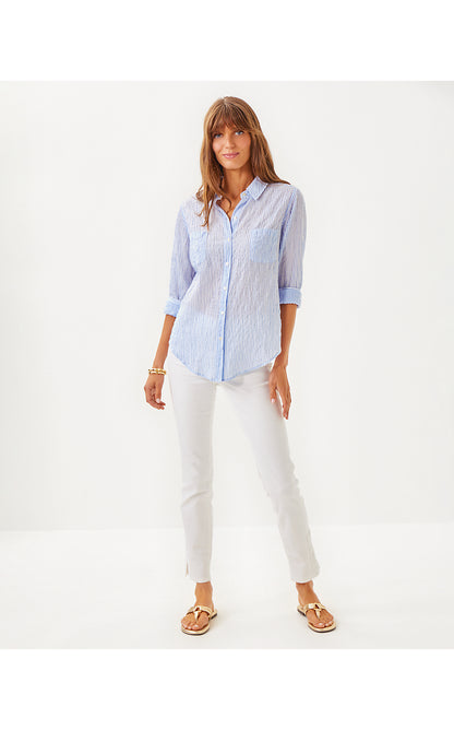 SEA VIEW BUTTON DOWN, JACARANDA BLUE LTWT OXFORD STRIPE