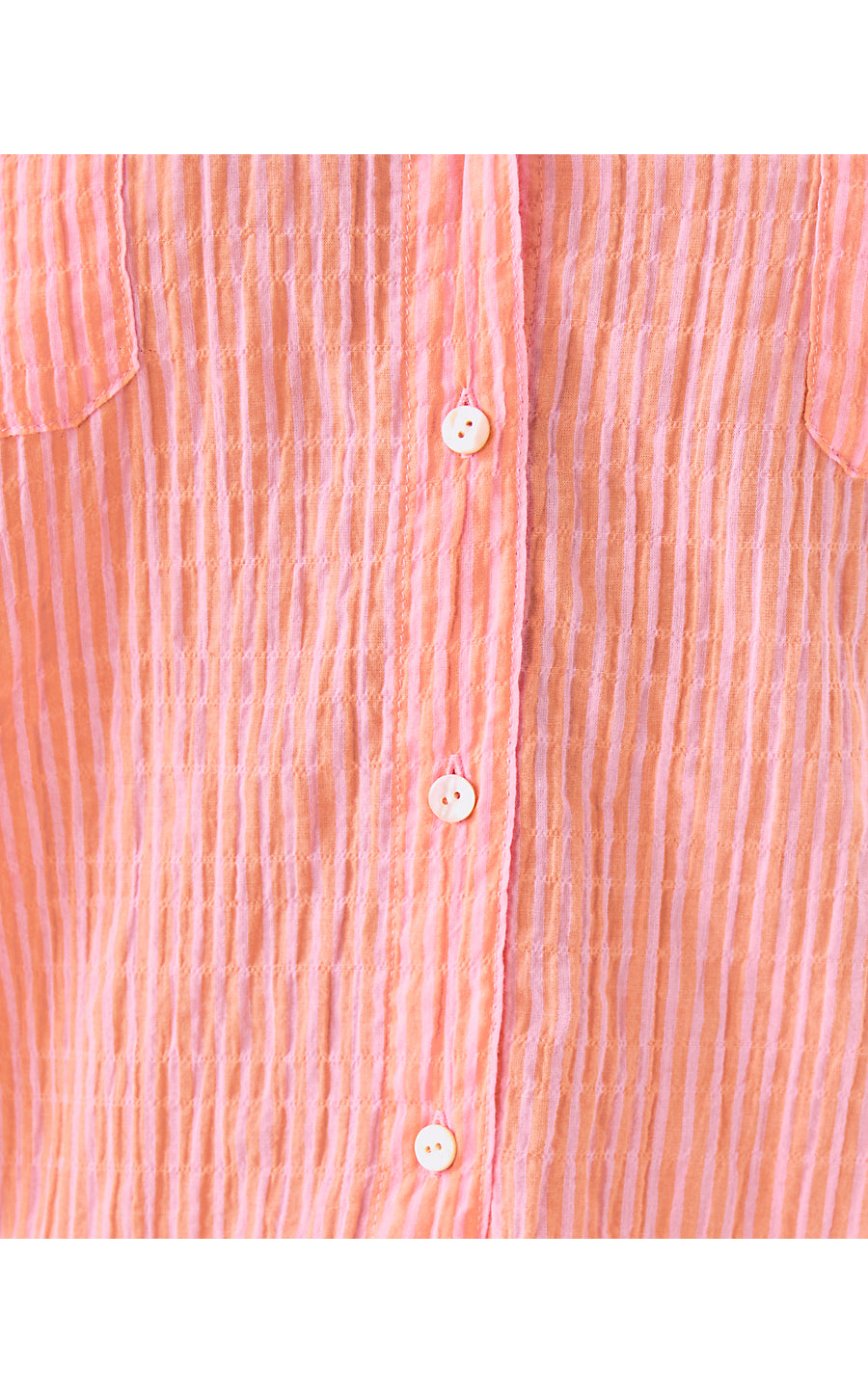 SEA VIEW BUTTON DOWN, PAPAYA X CONCH SHELL PINK LTWT OXFORD SHIRTING STRIPE