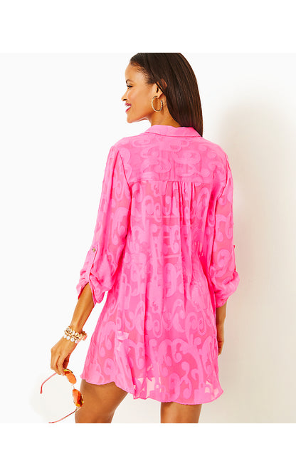 NATALIE COVERUP, ROXIE PINK POLY CREPE SWIRL CLIP