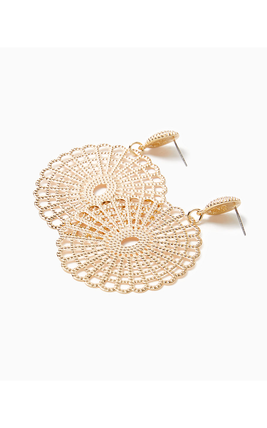 LILLY LACE STATEMENT EARRING, GOLD METAL