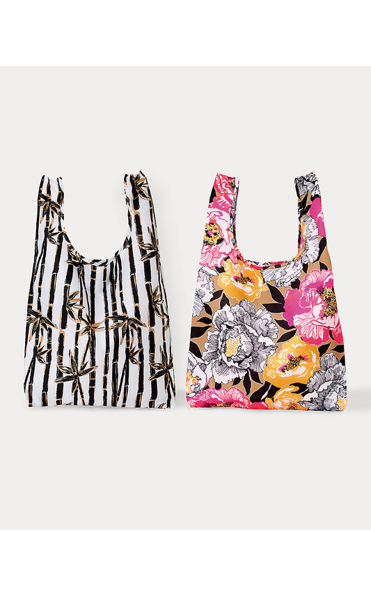 GWP SET OF 2 REUSABLE BAG, ICED LATTE PEONY PERFECTION