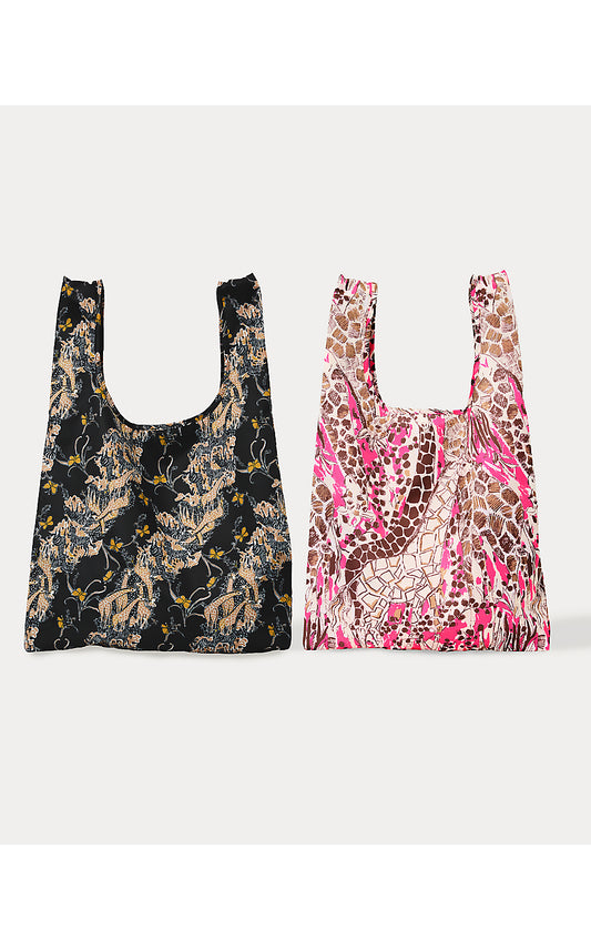 GWP SET OF 2 REUSABLE BAG, PINK ASTER SKETCHING ON SAFARI