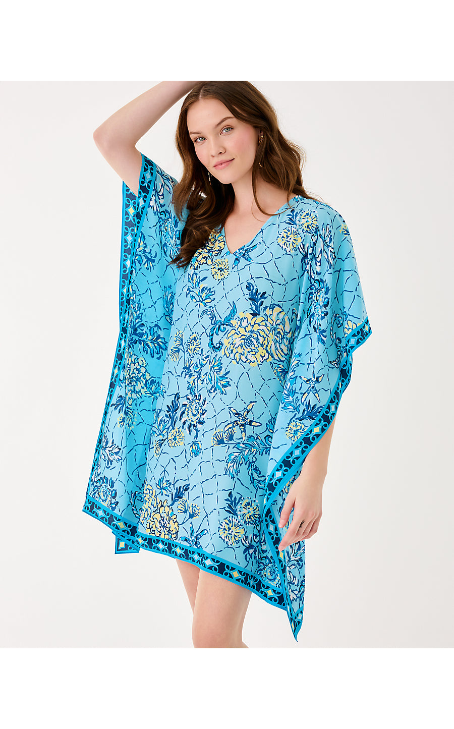 LINDAMARIE SILK CAFTAN, BELLEVUE BLUE BREAKERS BEACH ENGINEERED CAFTAN