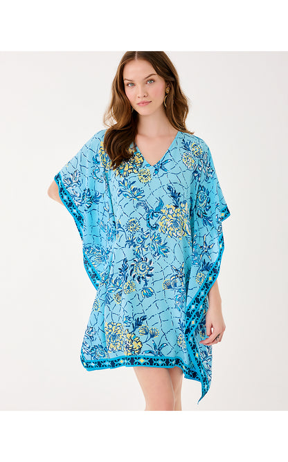LINDAMARIE SILK CAFTAN, BELLEVUE BLUE BREAKERS BEACH ENGINEERED CAFTAN