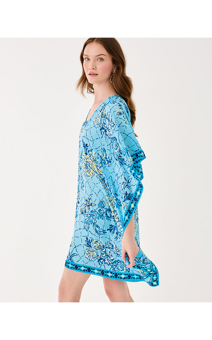LINDAMARIE SILK CAFTAN, BELLEVUE BLUE BREAKERS BEACH ENGINEERED CAFTAN