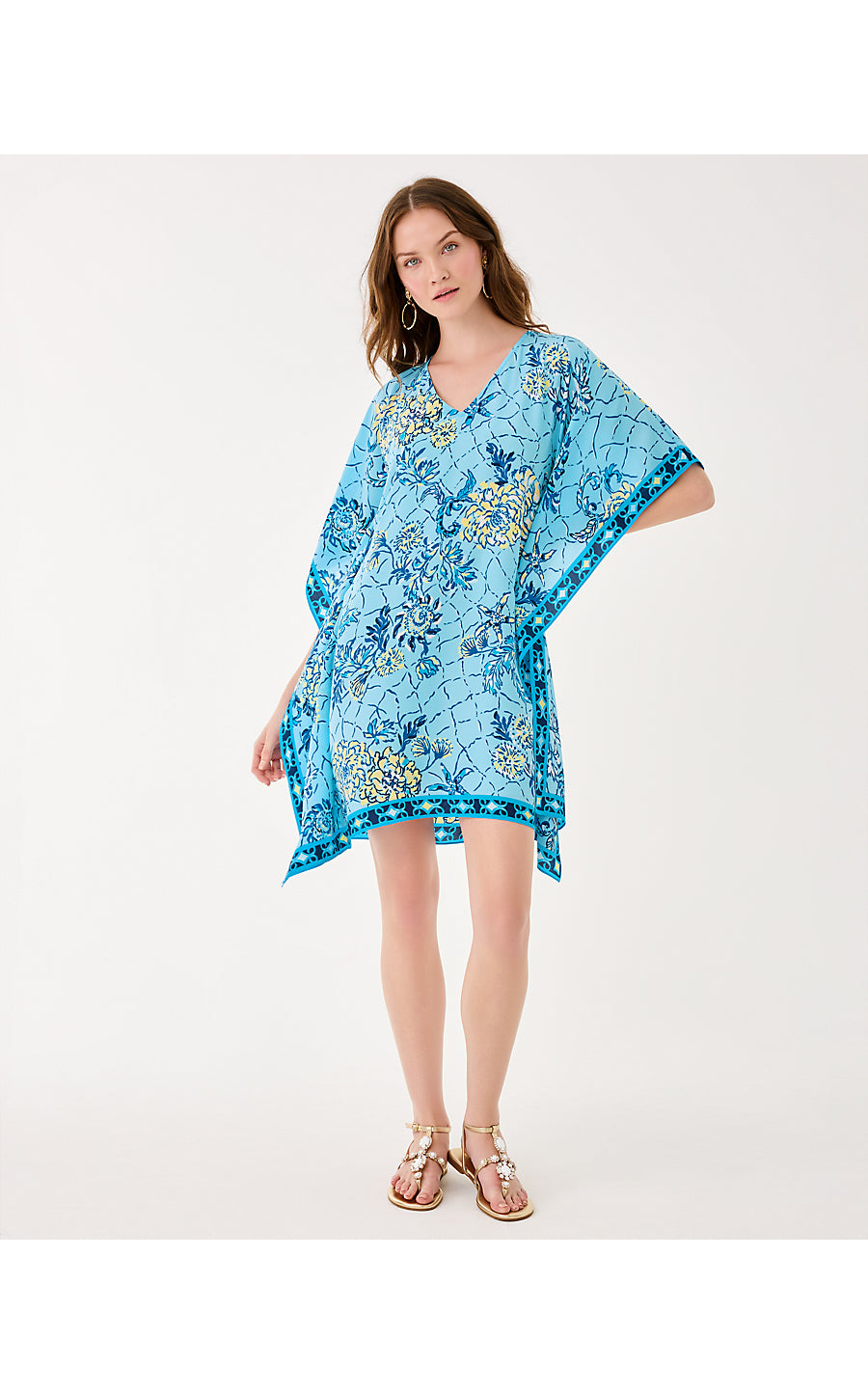 LINDAMARIE SILK CAFTAN, BELLEVUE BLUE BREAKERS BEACH ENGINEERED CAFTAN