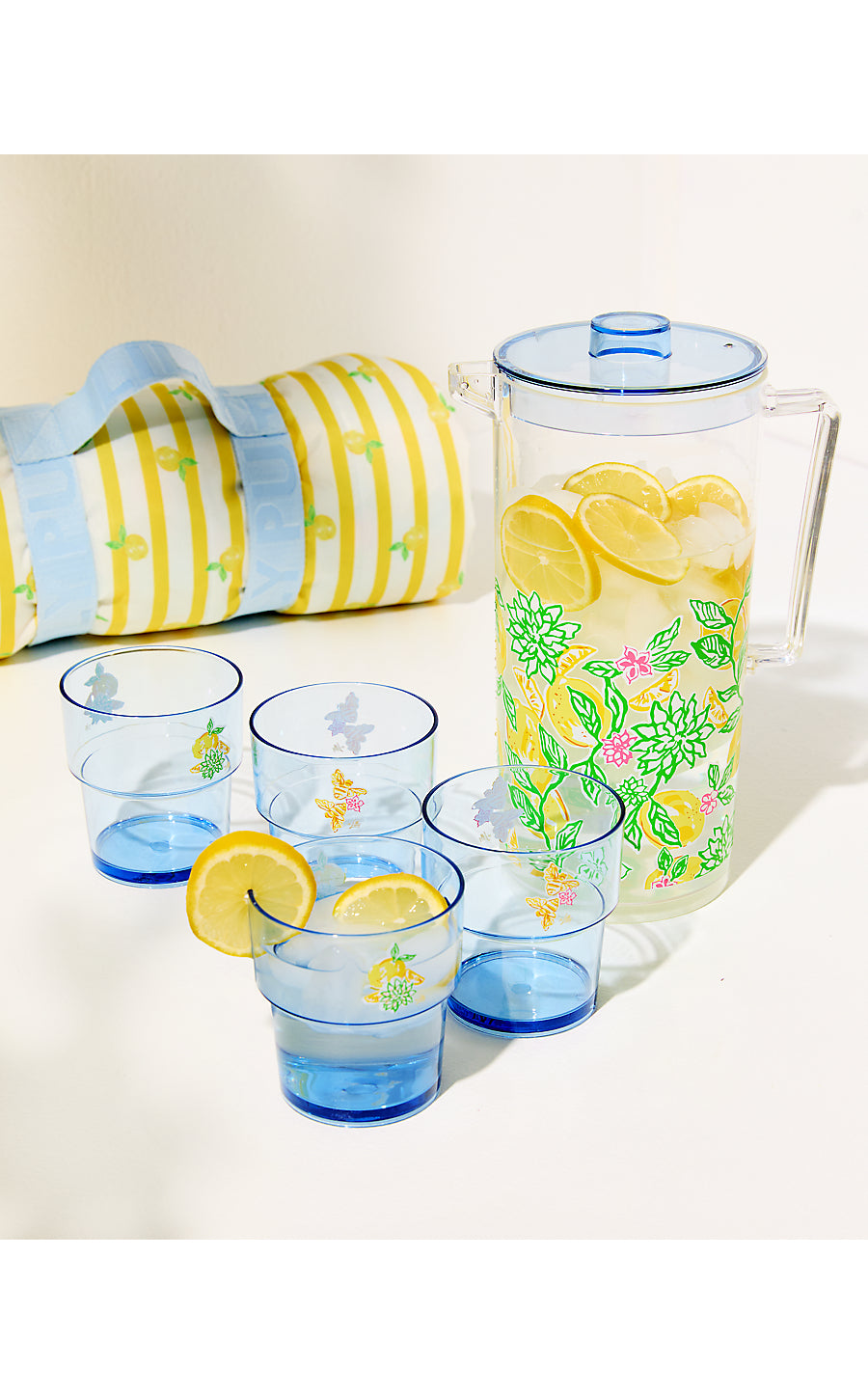 GWP PITCHER AND CUP SET, CLEAR MAKE LEMONADE GWP PITCHER