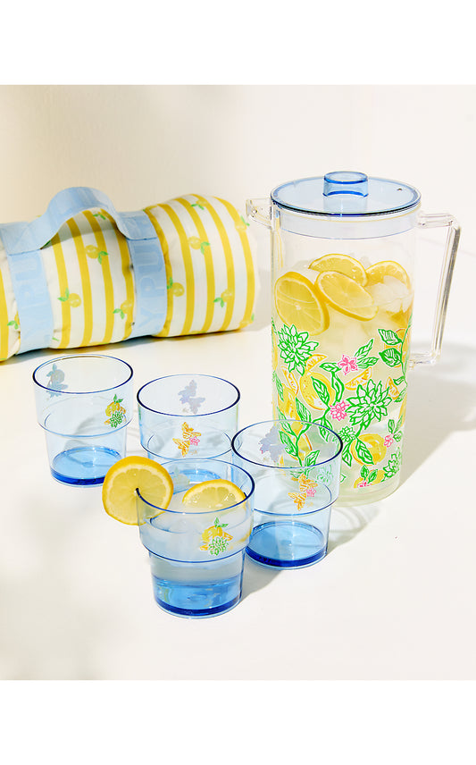 GWP PITCHER AND CUP SET, CLEAR MAKE LEMONADE GWP PITCHER