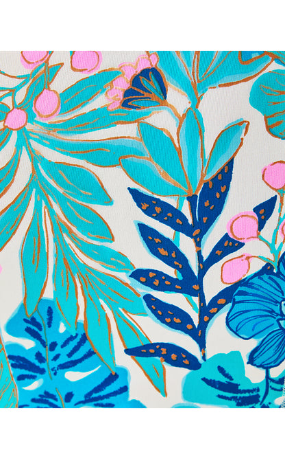 JUSTINE HALF ZIP UPF 50+, BREEZY AQUA BEST FRONDS FOREVER