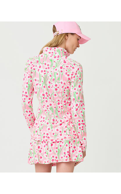 JUSTINE HALF ZIP UPF 50+, CONCH SHELL PINK LIL SUNNY DAISIES