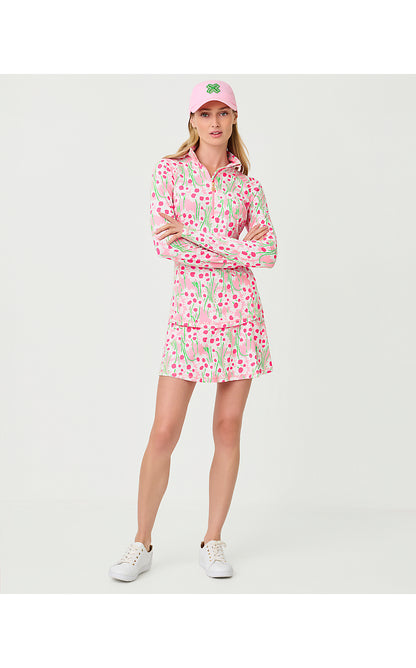 JUSTINE HALF ZIP UPF 50+, CONCH SHELL PINK LIL SUNNY DAISIES