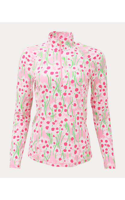 JUSTINE HALF ZIP UPF 50+, CONCH SHELL PINK LIL SUNNY DAISIES