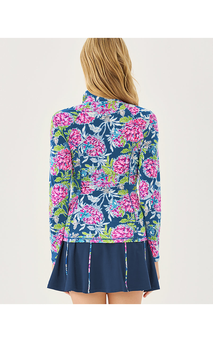 JUSTINE HALF ZIP UPF 50+, MULTI DAHLIA LICIOUS