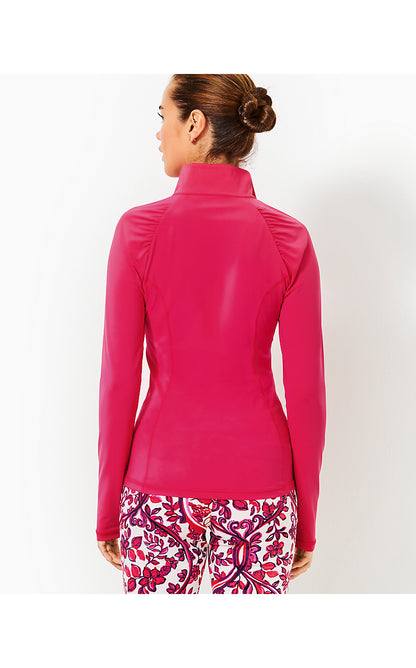 JUSTINE HALF ZIP UPF 50+, RASPBERRY ROUGE