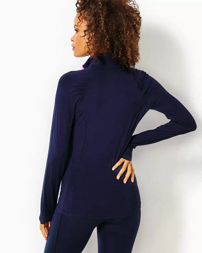 JUSTINE HALF ZIP UPF 50+, TRUE NAVY