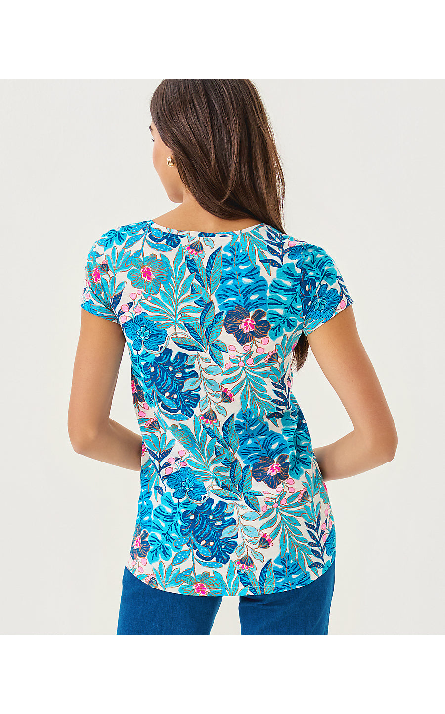 ETTA SCOOP-NECK, BREEZY AQUA BEST FRONDS FOREVER