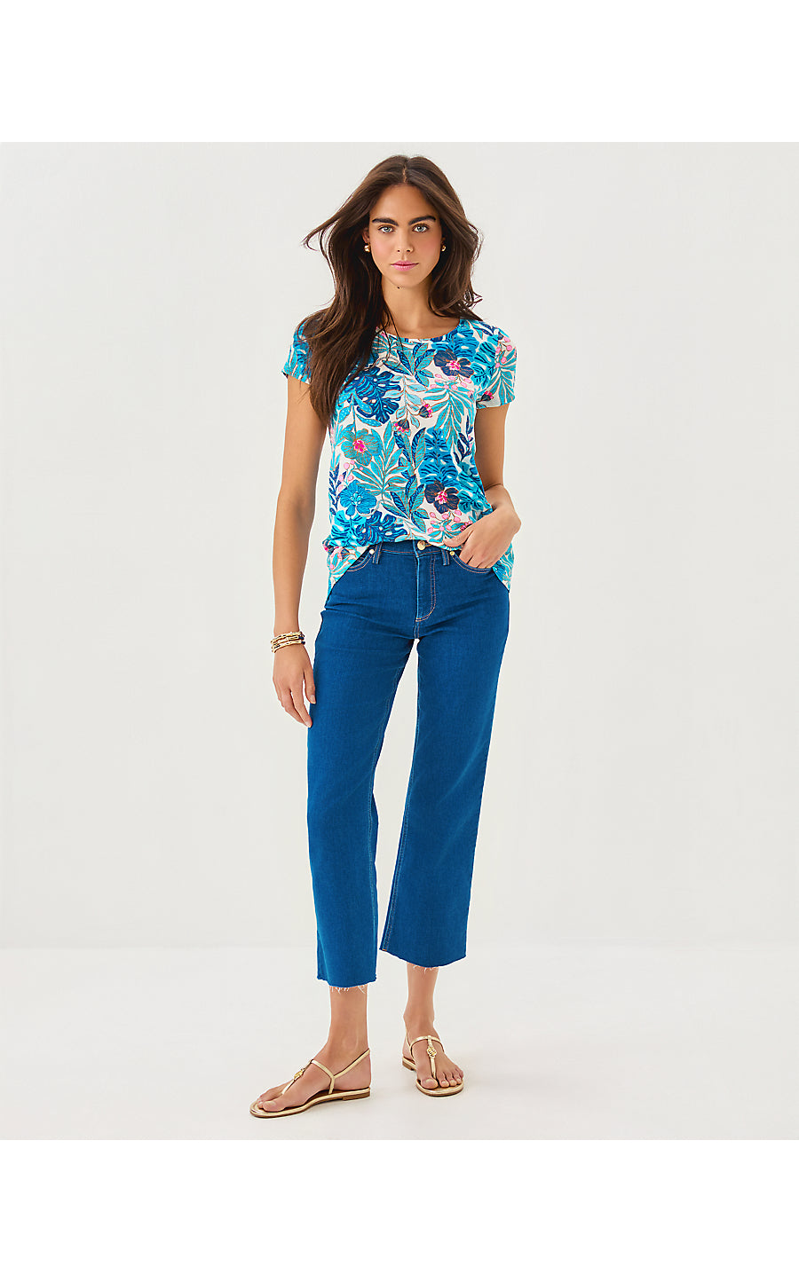 ETTA SCOOP-NECK, BREEZY AQUA BEST FRONDS FOREVER