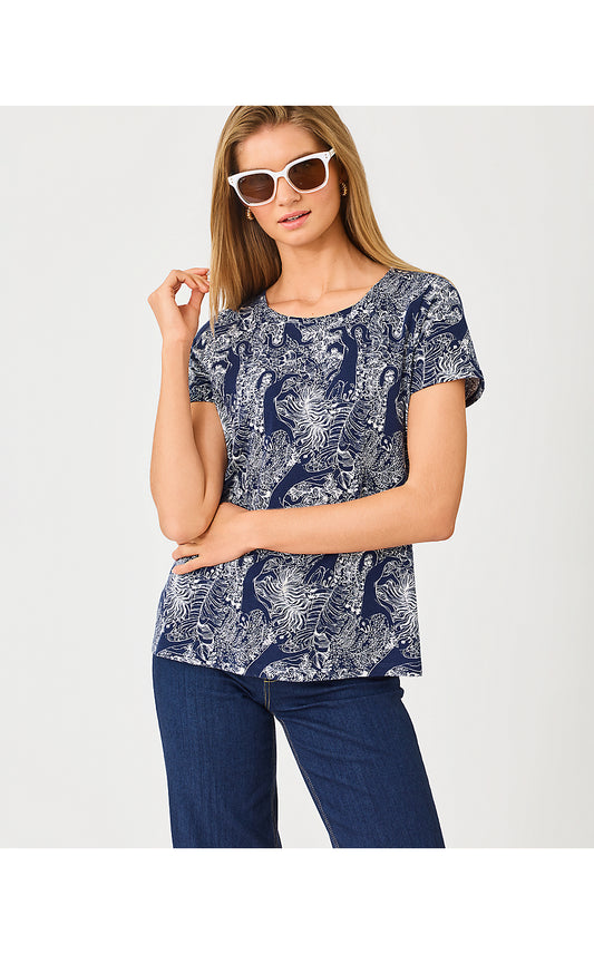 ETTA SCOOP-NECK, LOW TIDE NAVY LIL PALM PROWL