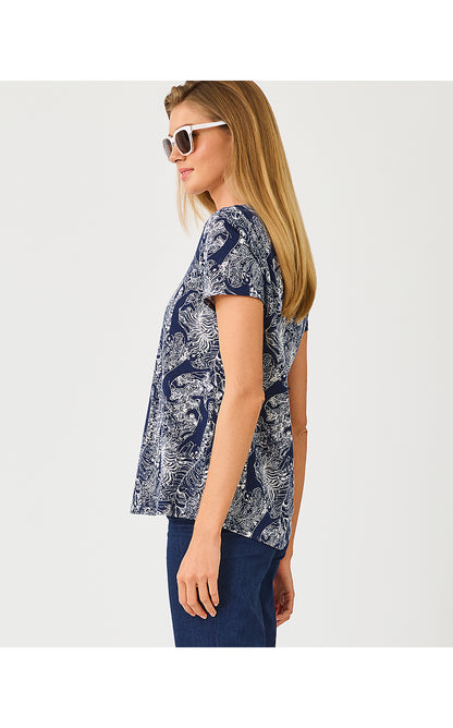 ETTA SCOOP-NECK, LOW TIDE NAVY LIL PALM PROWL