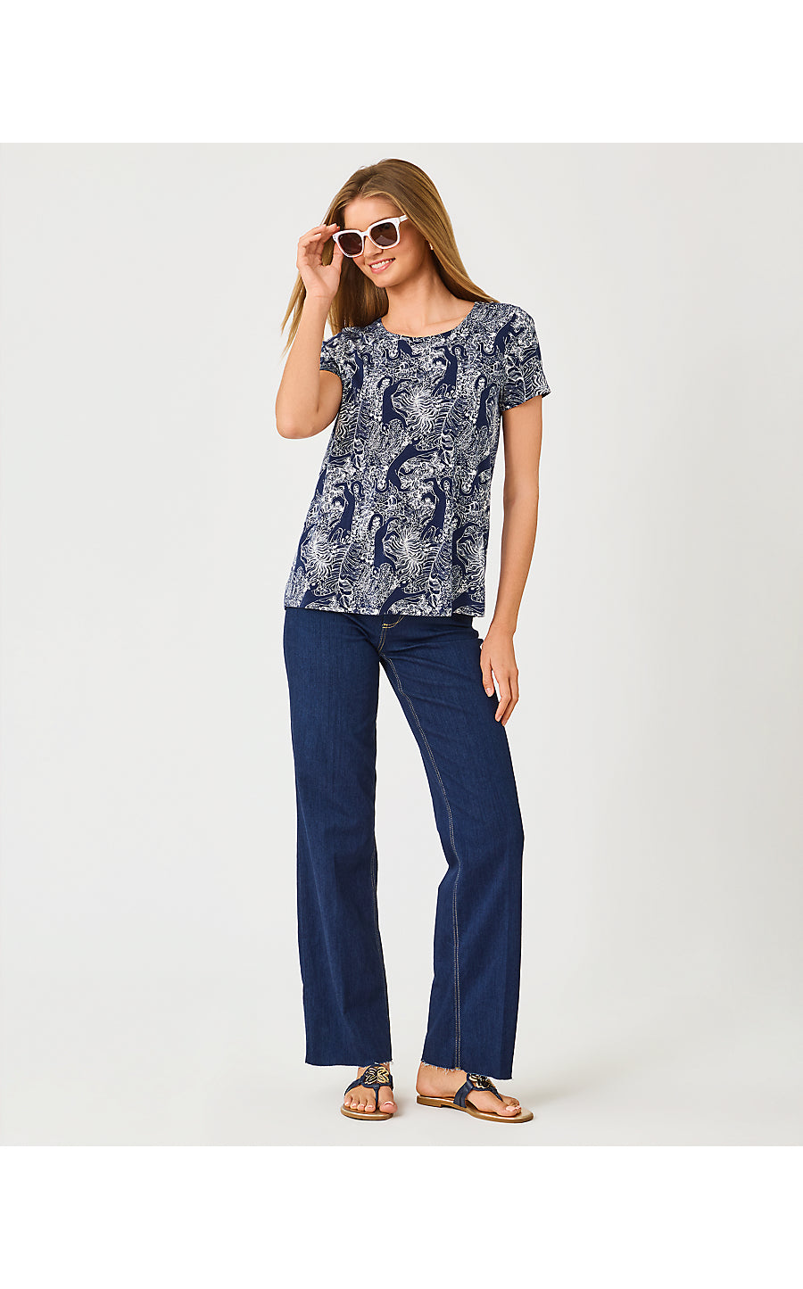 ETTA SCOOP-NECK, LOW TIDE NAVY LIL PALM PROWL