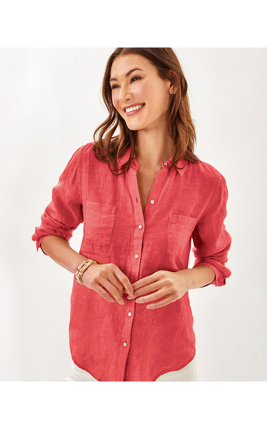 SEA VIEW BUTTON DOWN, CANE CORAL X SORBET PINK