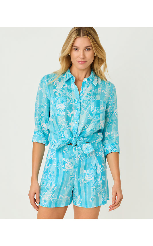 SEA VIEW BUTTON DOWN, CAPRI BLUE ROSEYS PETALS