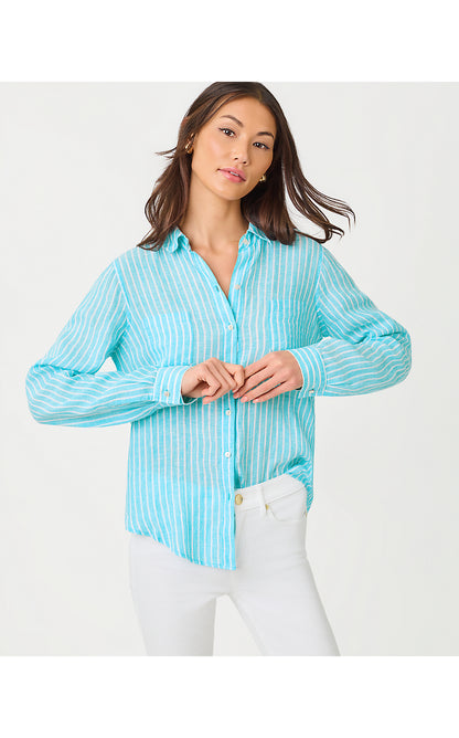 SEA VIEW BUTTON DOWN, CAPRI BLUE SAINT TROPEZ STRIPE
