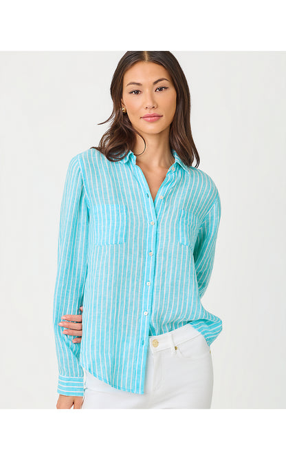 SEA VIEW BUTTON DOWN, CAPRI BLUE SAINT TROPEZ STRIPE