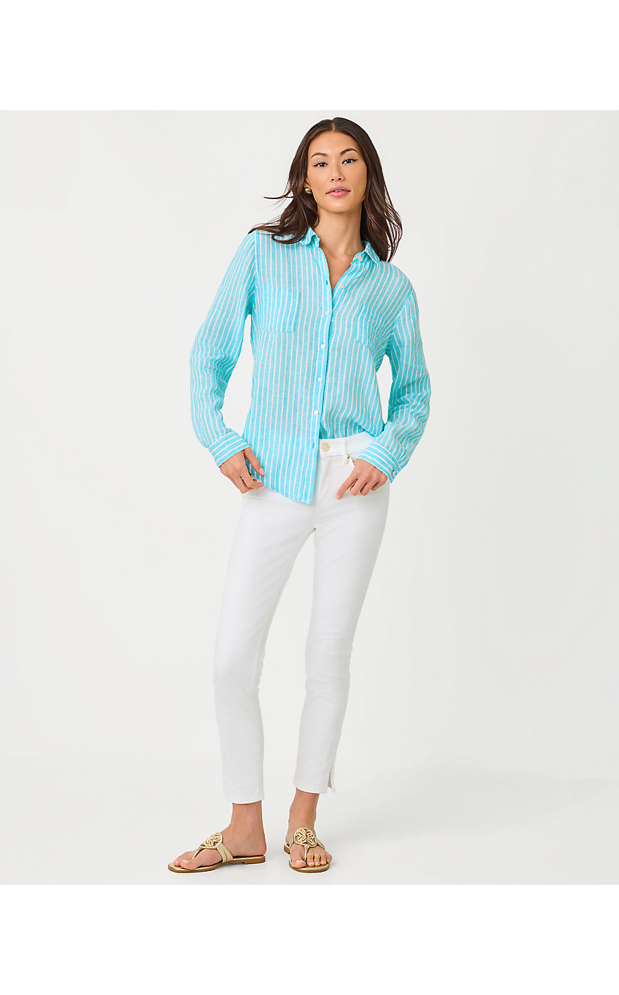 SEA VIEW BUTTON DOWN, CAPRI BLUE SAINT TROPEZ STRIPE