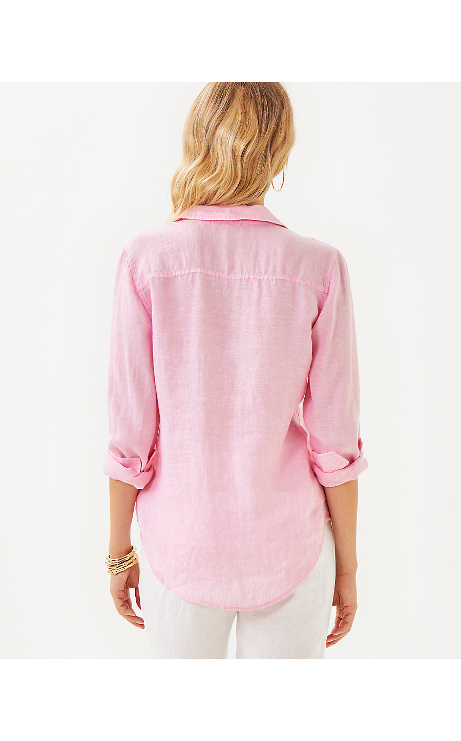 SEA VIEW BUTTON DOWN, CONCH SHELL PINK X RESORT WHITE