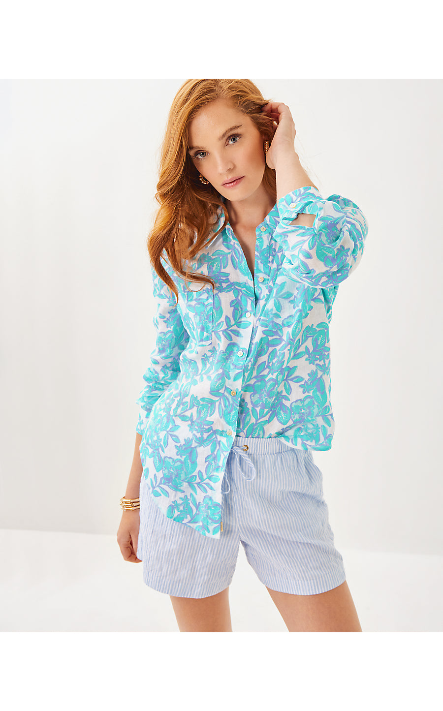SEA VIEW BUTTON DOWN, JACARANDA BLUE SIMPLY THE ZEST
