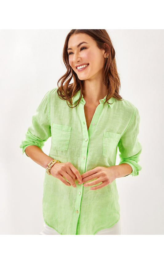 SEA VIEW BUTTON DOWN, JADE LIME X RESORT WHITE