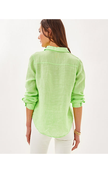 SEA VIEW BUTTON DOWN, JADE LIME X RESORT WHITE