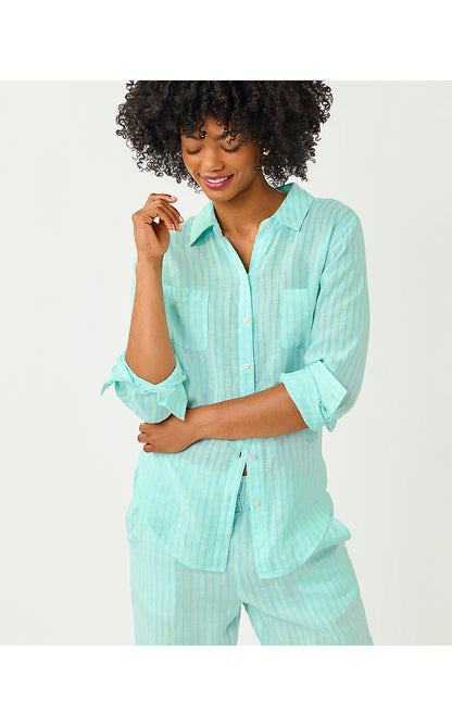 SEA VIEW BUTTON DOWN, MINT CONDITION X CAPRI BLUE SAINT TROPEZ STRIPE