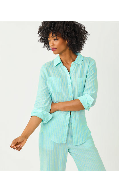 SEA VIEW BUTTON DOWN, MINT CONDITION X CAPRI BLUE SAINT TROPEZ STRIPE