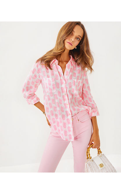 SEA VIEW BUTTON DOWN, ROUSSEAU PINK SLICE OF SUNSHINE