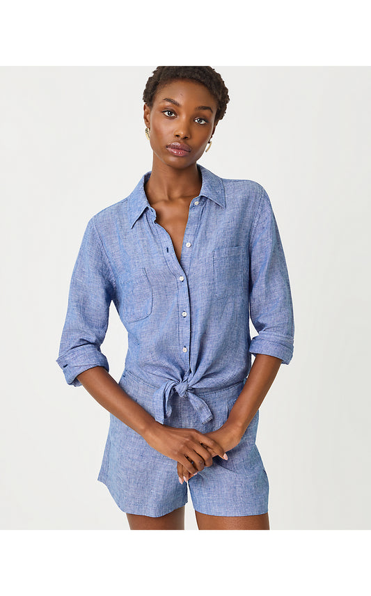 SEA VIEW BUTTON DOWN, STARLIGHT NAVY X RESORT WHITE