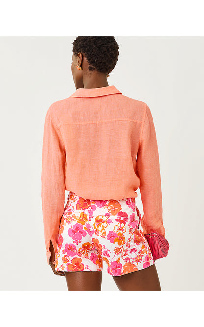 SEA VIEW BUTTON DOWN, SUNSET ORANGE X RESORT WHITE