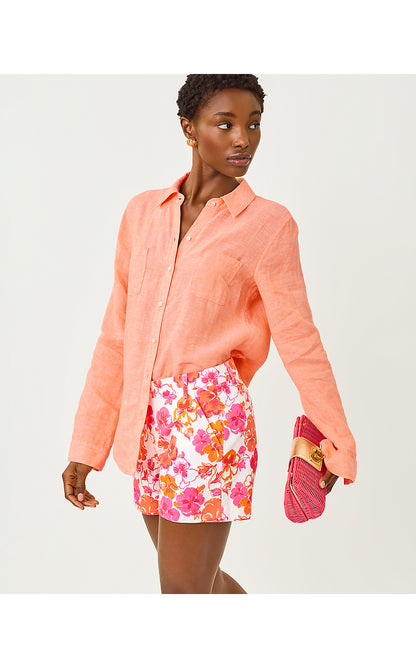 SEA VIEW BUTTON DOWN, SUNSET ORANGE X RESORT WHITE