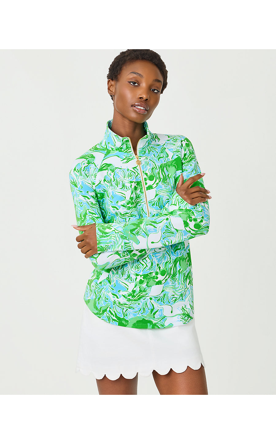 UPF 50+ SKIPPER POPOVER, CAPRI BLUE GALLOPING GALS