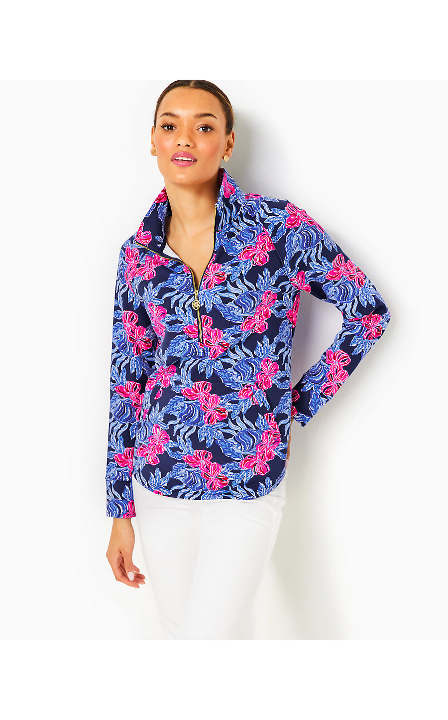 Lilly Pulitzer SKIPPER Popover Oyster Bay Navy shops You’ve Been Spotted UPF 50+ - XL