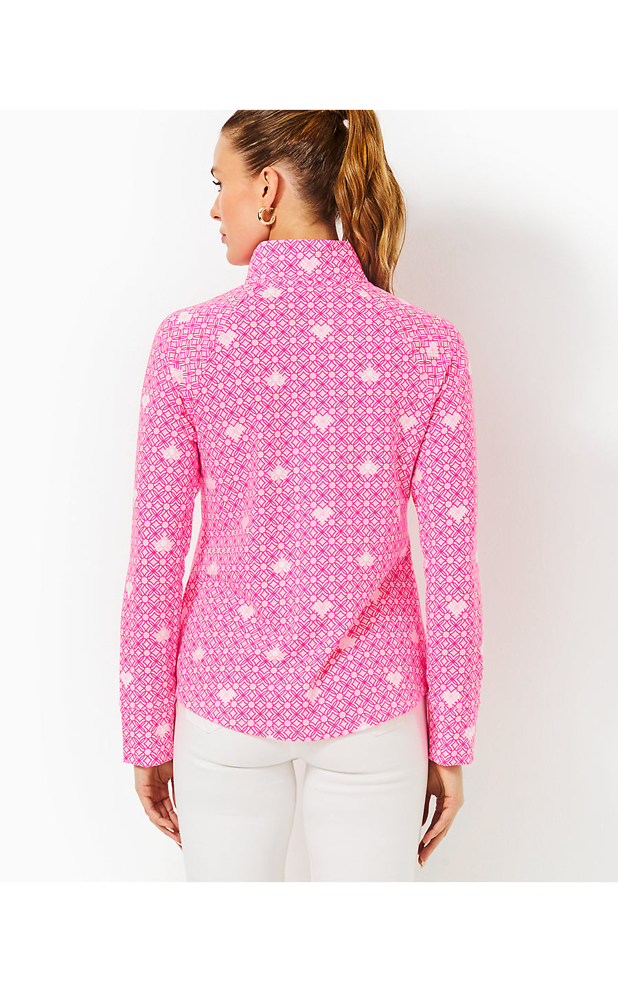 UPF 50+ SKIPPER POPOVER, PASSION FRUIT PINK FLUTTERING HEARTS