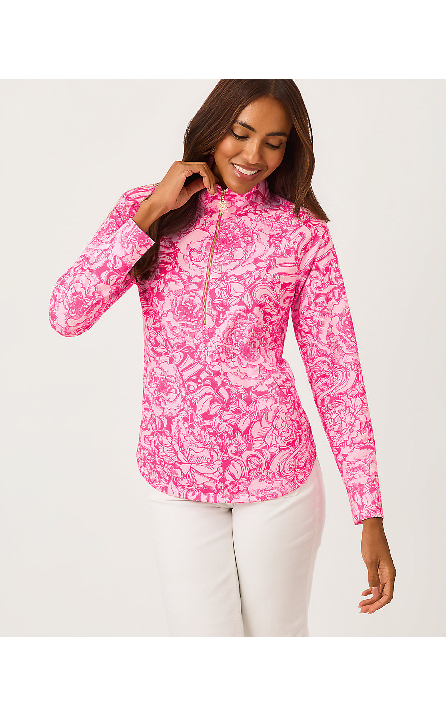 UPF 50+ SKIPPER POPOVER, PINK ASTER A ROSE BY ANY OTHER NAME